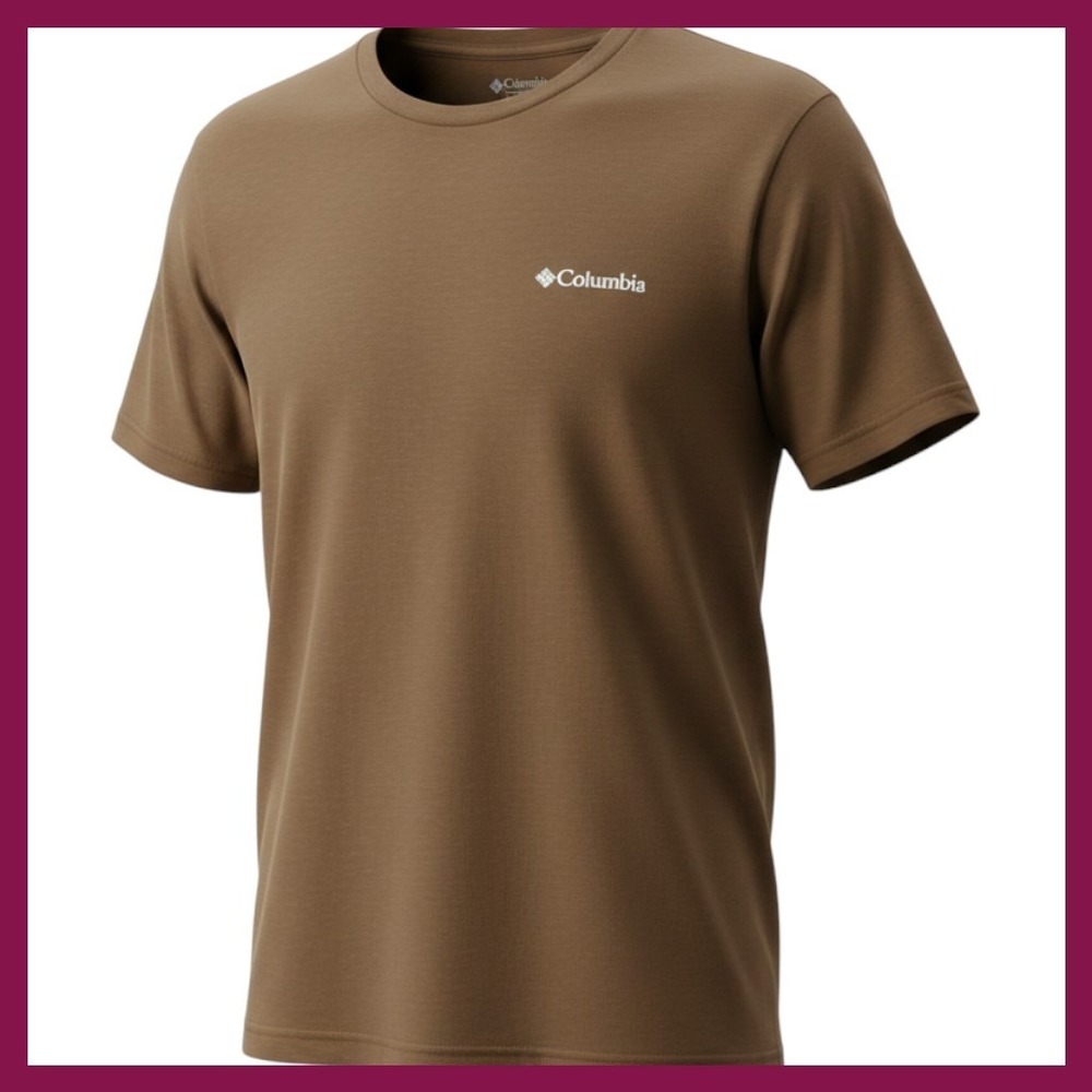 Columbia Sportswear Mens Hiking Bear Graphic T-Shirt Brown Short Sleeve Crewneck